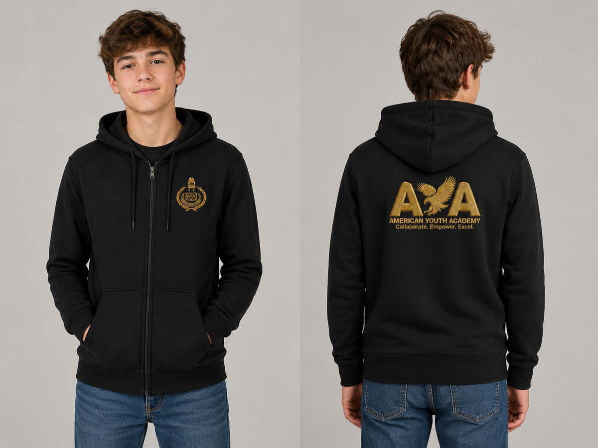 AYA Adult Zip-Up Hoodie – Black – LUZORA